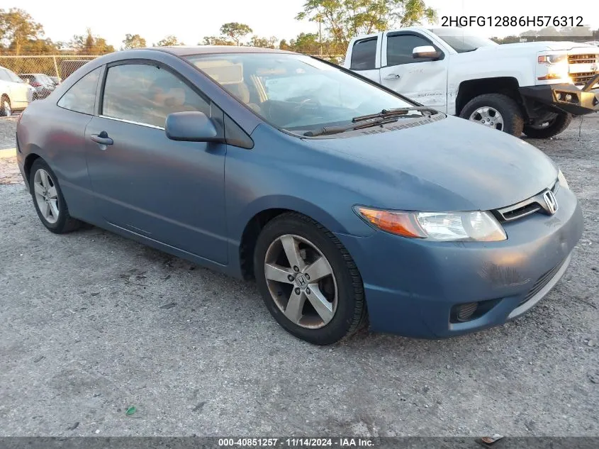 2006 Honda Civic Ex VIN: 2HGFG12886H576312 Lot: 40851257