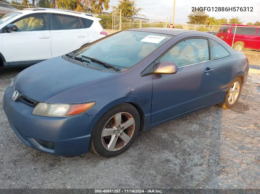 2006 Honda Civic Ex VIN: 2HGFG12886H576312 Lot: 40851257