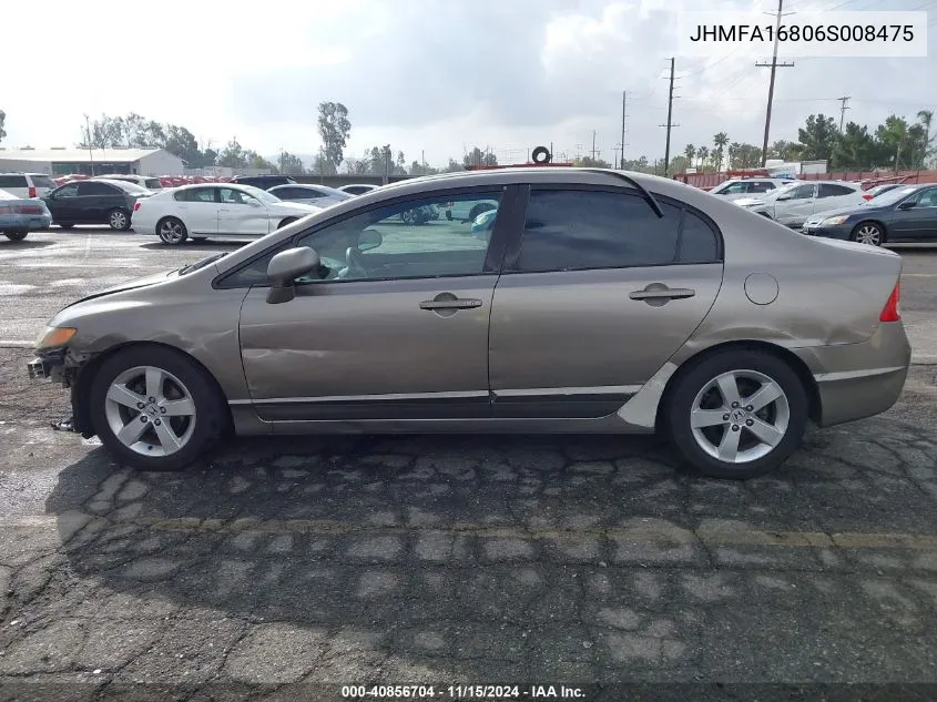 2006 Honda Civic Ex VIN: JHMFA16806S008475 Lot: 40856704