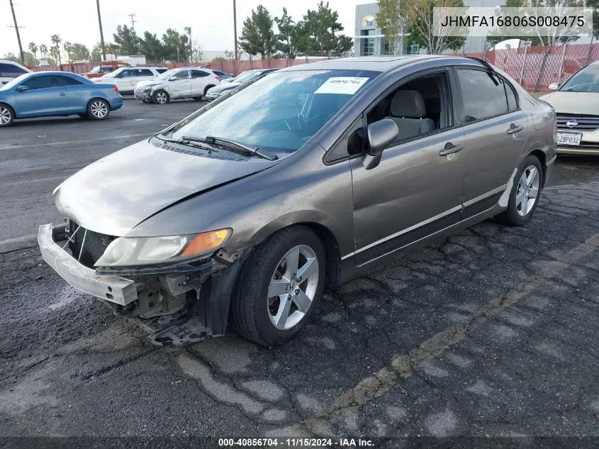 2006 Honda Civic Ex VIN: JHMFA16806S008475 Lot: 40856704