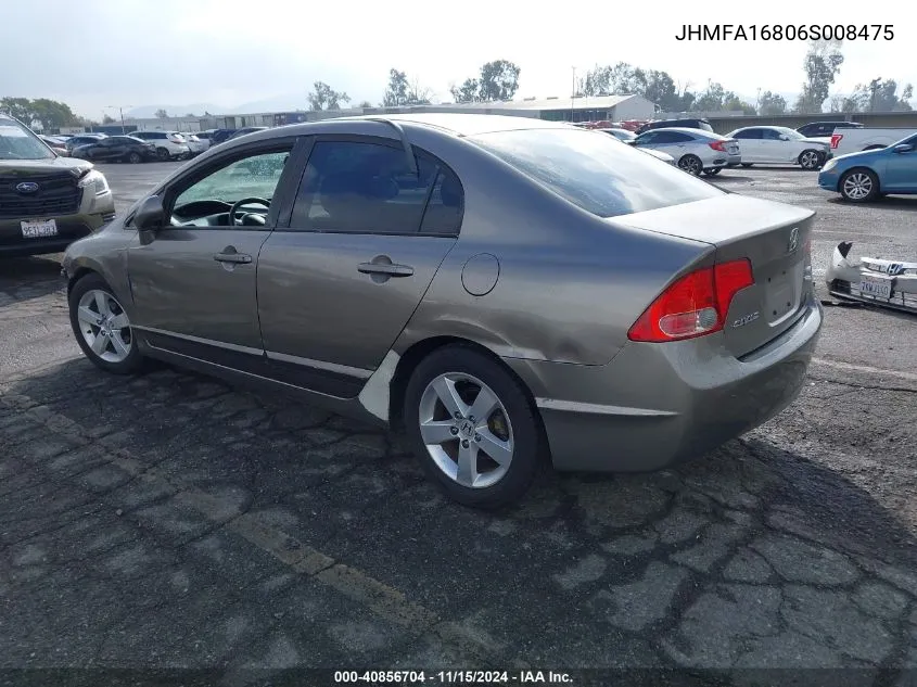 2006 Honda Civic Ex VIN: JHMFA16806S008475 Lot: 40856704