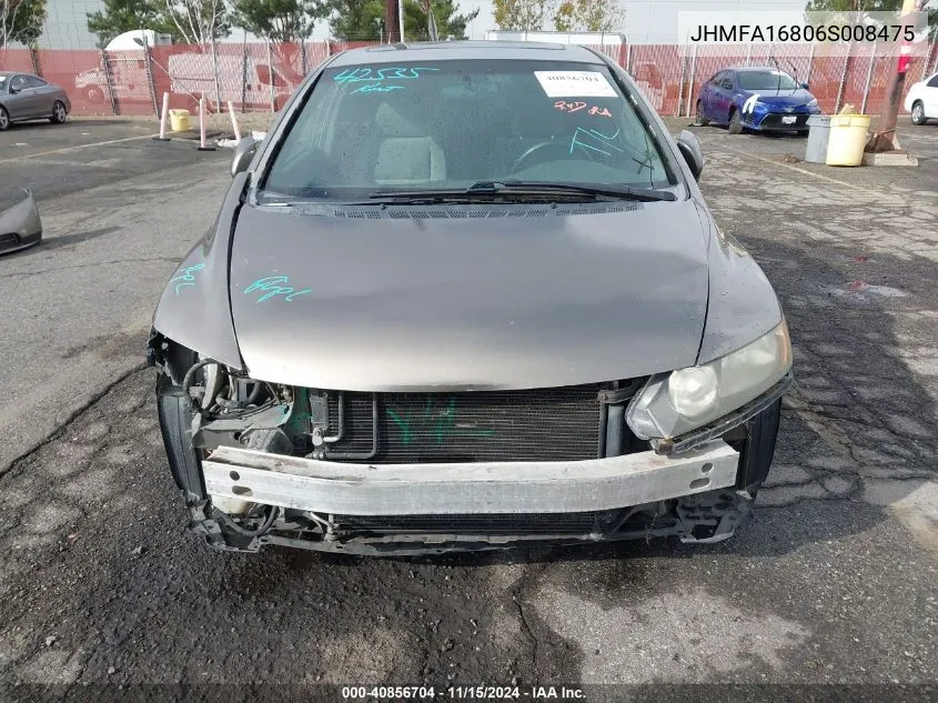 2006 Honda Civic Ex VIN: JHMFA16806S008475 Lot: 40856704