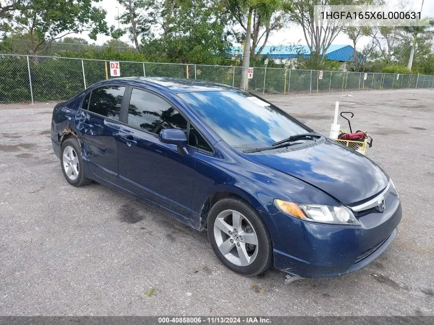 2006 Honda Civic Lx VIN: 1HGFA165X6L000631 Lot: 40858006