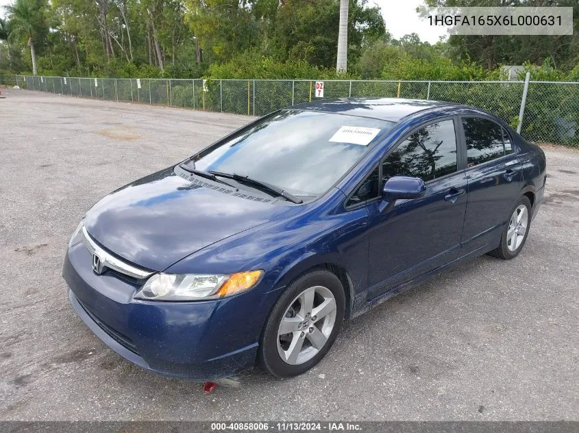 2006 Honda Civic Lx VIN: 1HGFA165X6L000631 Lot: 40858006