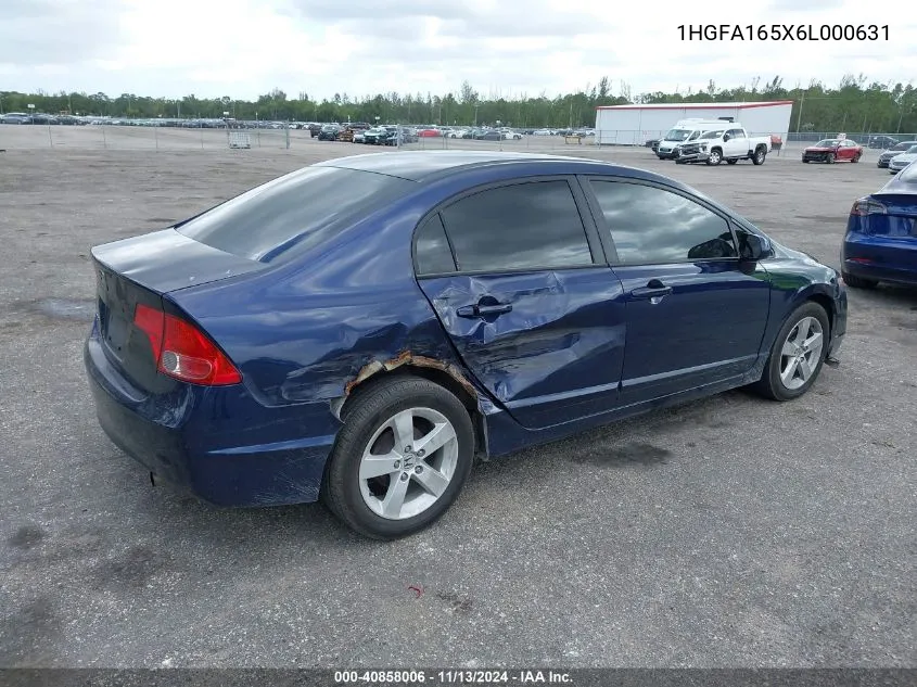 2006 Honda Civic Lx VIN: 1HGFA165X6L000631 Lot: 40858006