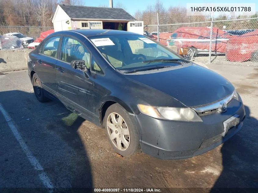 2006 Honda Civic Lx VIN: 1HGFA165X6L011788 Lot: 40893097