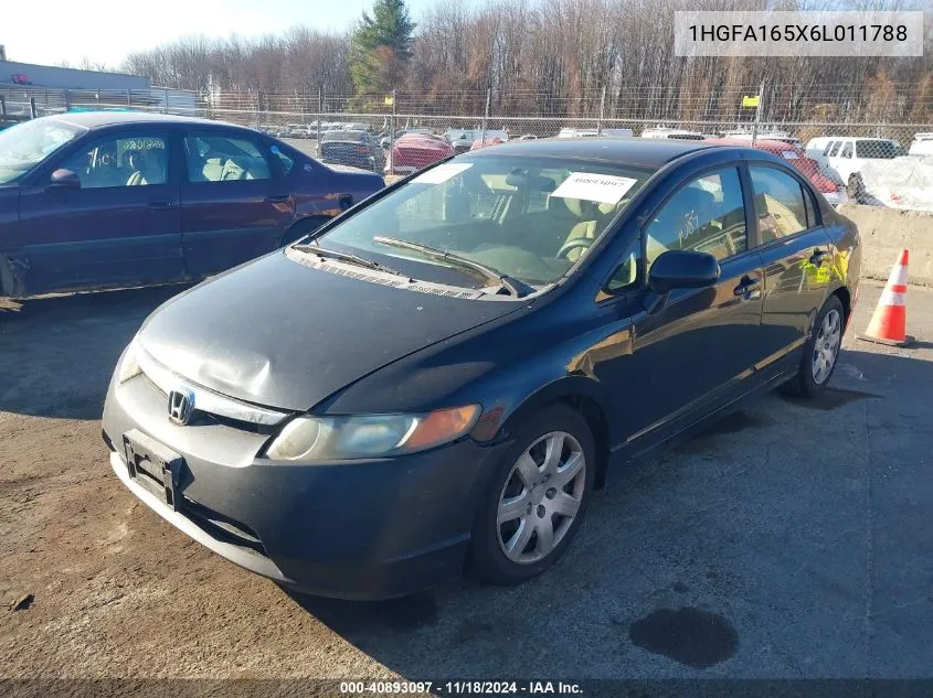 2006 Honda Civic Lx VIN: 1HGFA165X6L011788 Lot: 40893097