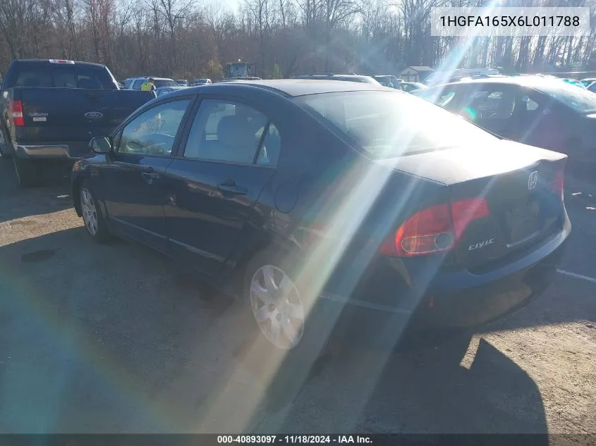 2006 Honda Civic Lx VIN: 1HGFA165X6L011788 Lot: 40893097