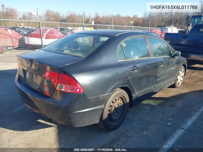 2006 Honda Civic Lx VIN: 1HGFA165X6L011788 Lot: 40893097