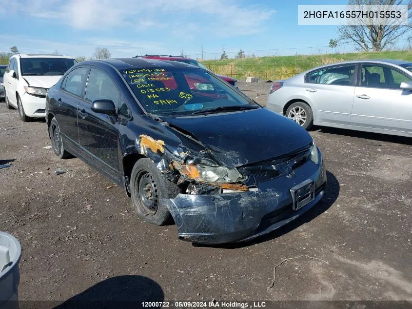 2007 Honda Civic Lx VIN: 2HGFA16557H015553 Lot: 12000722