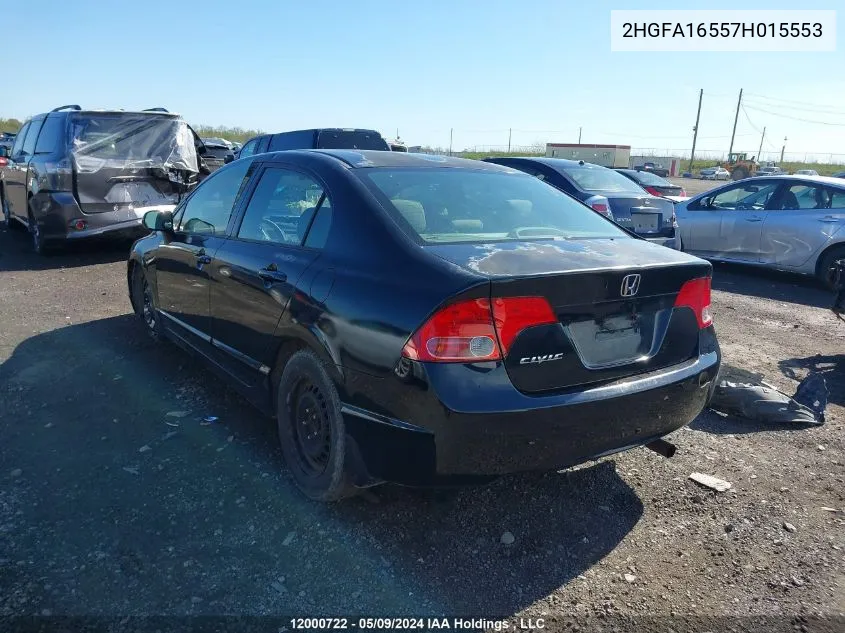 2007 Honda Civic Lx VIN: 2HGFA16557H015553 Lot: 12000722