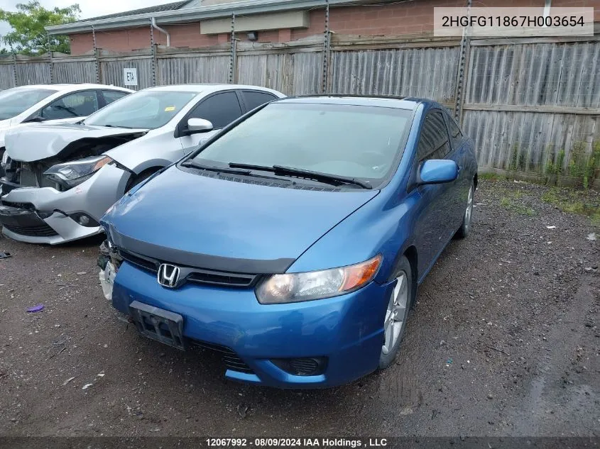 2HGFG11867H003654 2007 Honda Civic Cpe