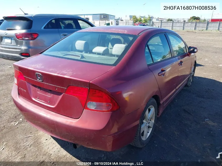 2007 Honda Civic Sdn VIN: 2HGFA16807H008536 Lot: 12075908