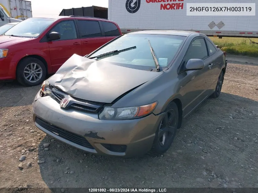 2007 Honda Civic Cpe VIN: 2HGFG126X7H003119 Lot: 12081892