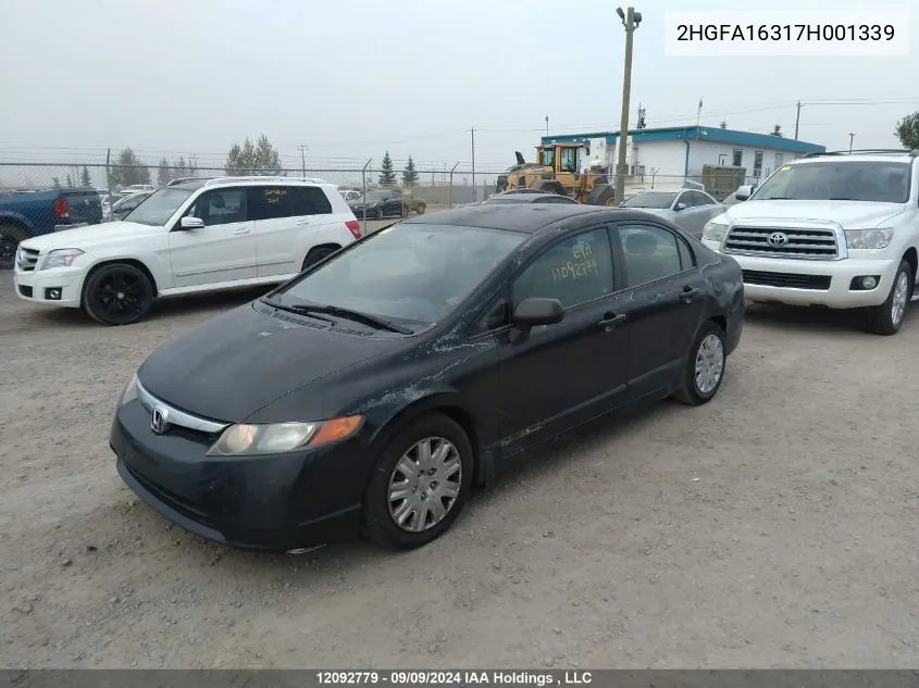 2007 Honda Civic Dx VIN: 2HGFA16317H001339 Lot: 12092779