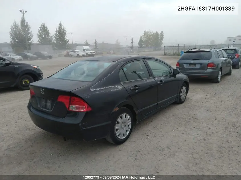 2007 Honda Civic Dx VIN: 2HGFA16317H001339 Lot: 12092779