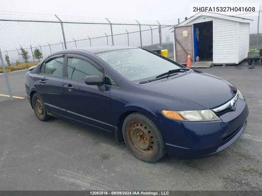 2007 Honda Civic Sdn VIN: 2HGFA15327H041608 Lot: 12093516