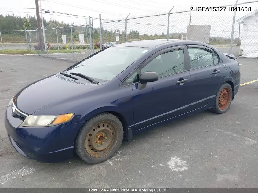 2007 Honda Civic Sdn VIN: 2HGFA15327H041608 Lot: 12093516