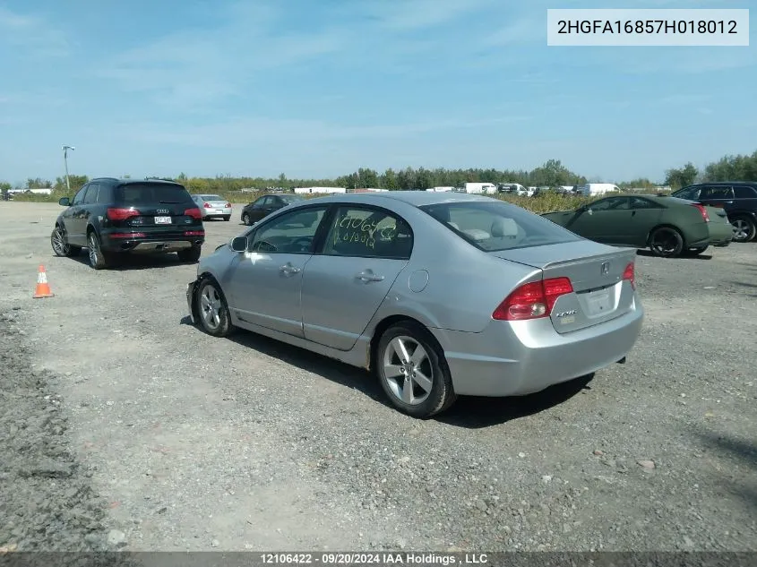 2007 Honda Civic Ex VIN: 2HGFA16857H018012 Lot: 12106422