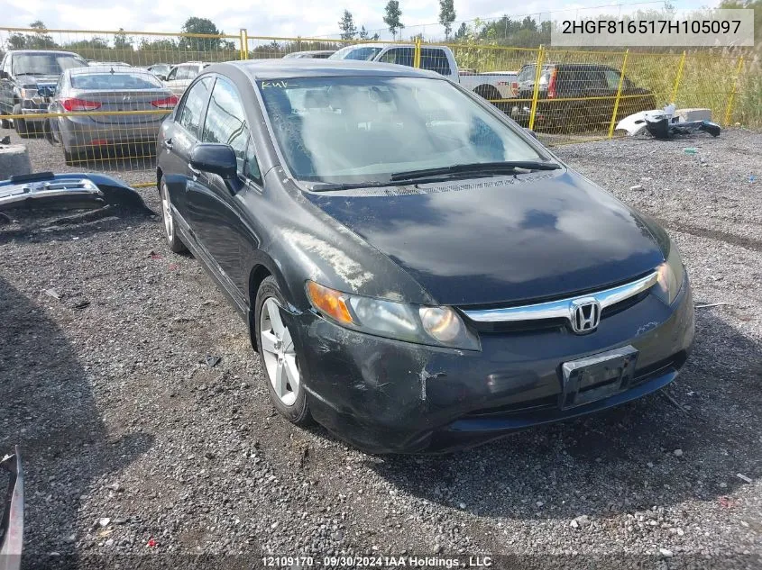 2007 Honda Civic Lx VIN: 2HGF816517H105097 Lot: 12109170