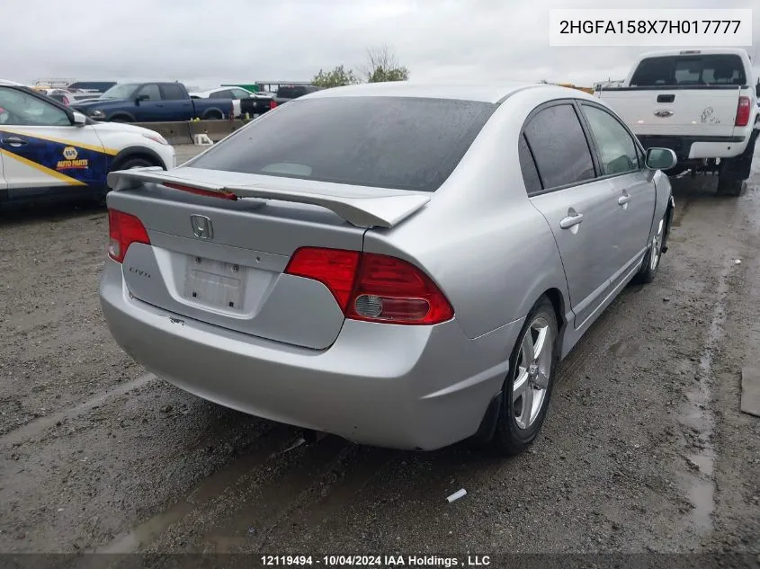 2007 Honda Civic Sdn VIN: 2HGFA158X7H017777 Lot: 12119494