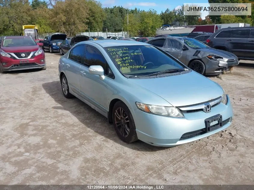 2007 Honda Civic Hybrid VIN: JHMFA36257S800694 Lot: 12120564