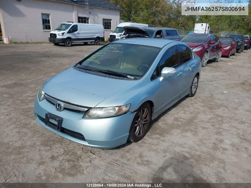 2007 Honda Civic Hybrid VIN: JHMFA36257S800694 Lot: 12120564