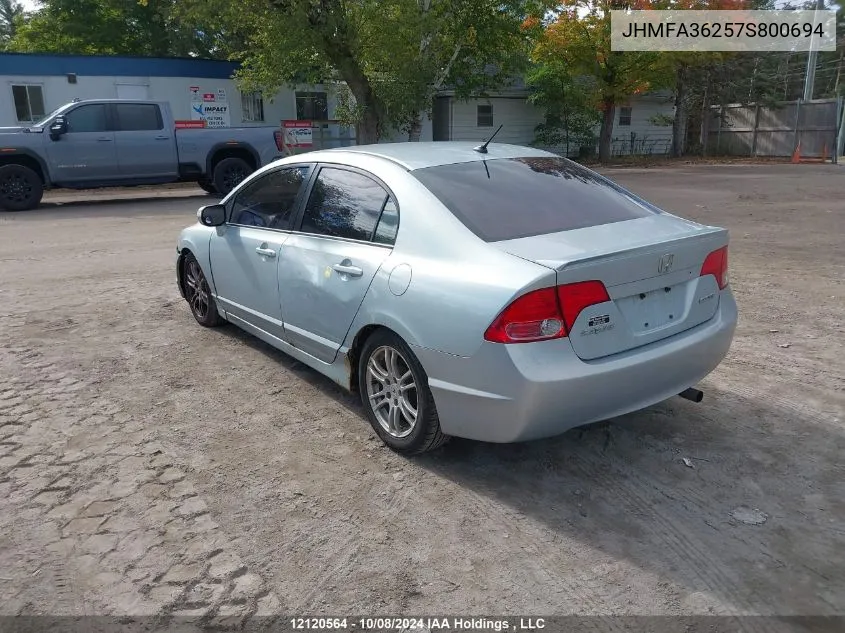 2007 Honda Civic Hybrid VIN: JHMFA36257S800694 Lot: 12120564