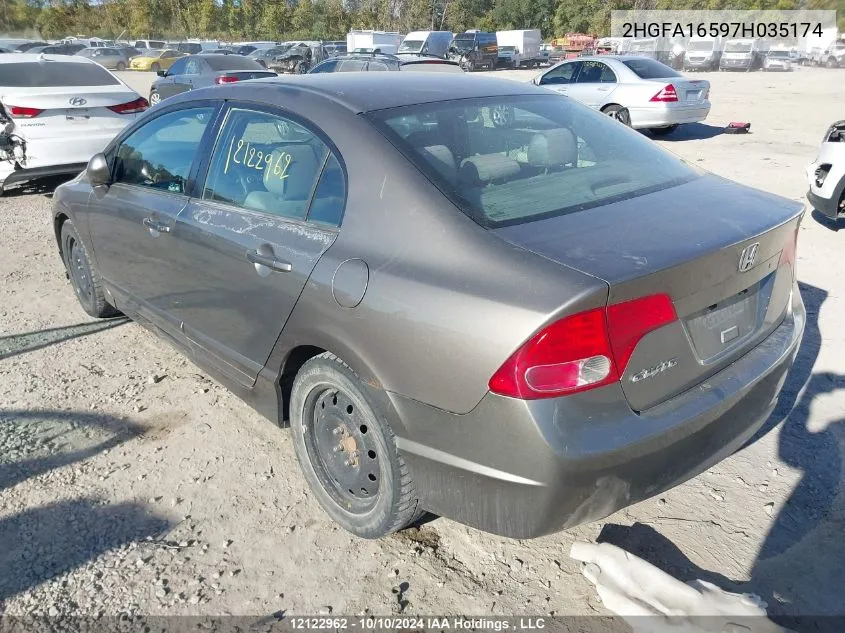 2007 Honda Civic Sdn VIN: 2HGFA16597H035174 Lot: 12122962