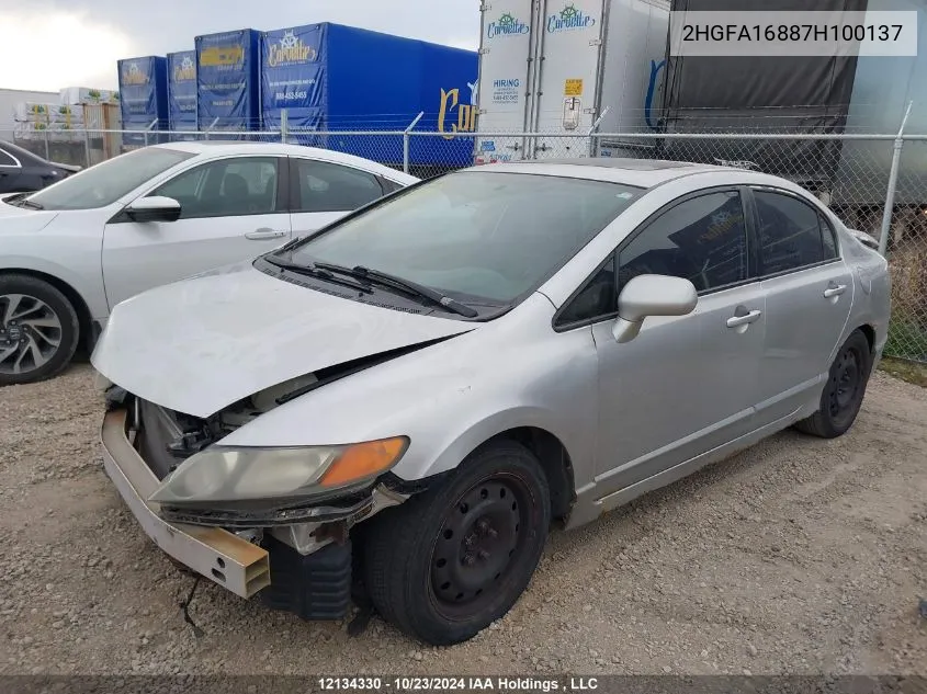 2007 Honda Civic Sdn VIN: 2HGFA16887H100137 Lot: 12134330