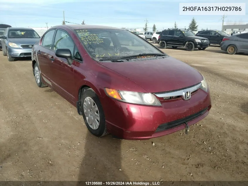 2007 Honda Civic Dx VIN: 2HGFA16317H029786 Lot: 12139580