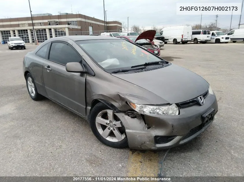 2007 Honda Civic Lx VIN: 2HGFG12607H002173 Lot: 20177556