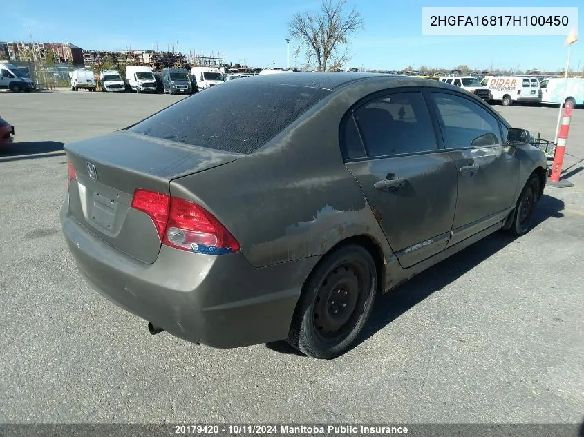 2007 Honda Civic Ex VIN: 2HGFA16817H100450 Lot: 20179420