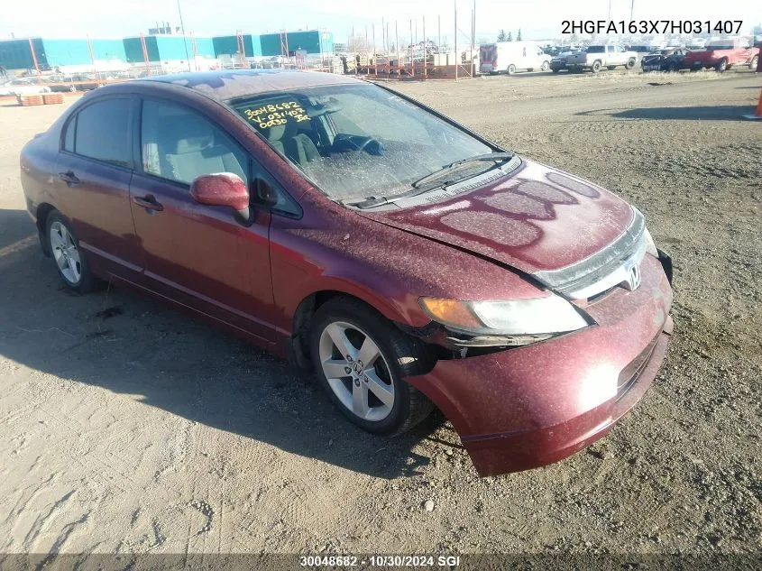 2007 Honda Civic Dx VIN: 2HGFA163X7H031407 Lot: 30048682