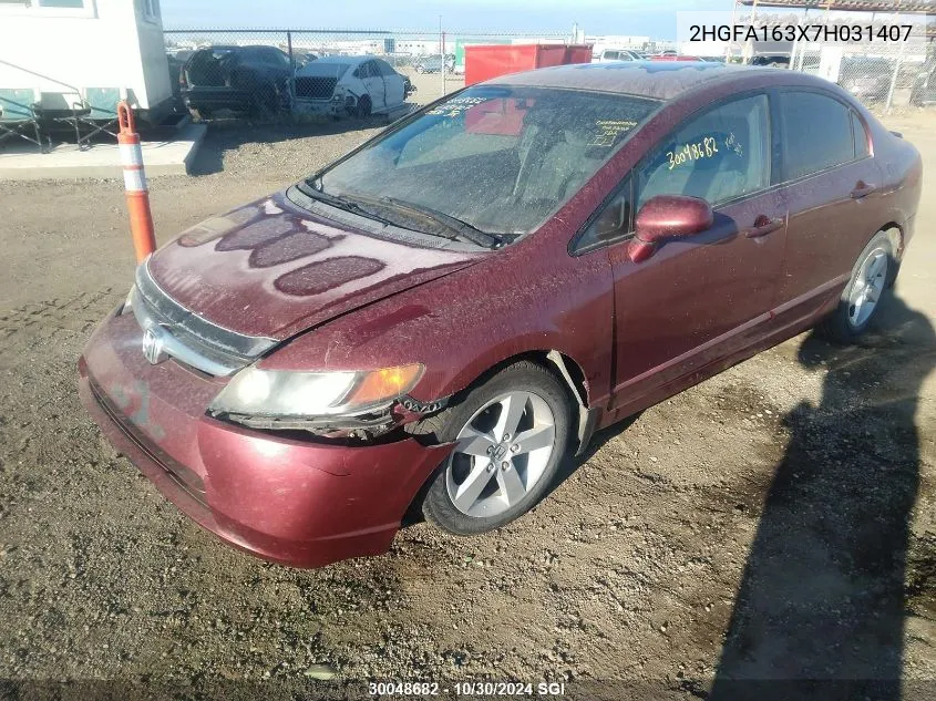 2007 Honda Civic Dx VIN: 2HGFA163X7H031407 Lot: 30048682