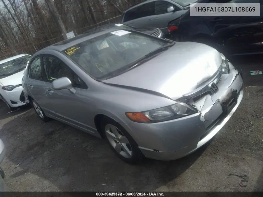 2007 Honda Civic Ex VIN: 1HGFA16807L108669 Lot: 39429572