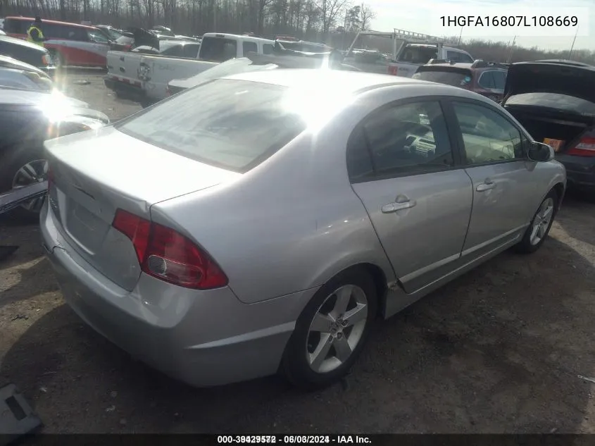 2007 Honda Civic Ex VIN: 1HGFA16807L108669 Lot: 39429572