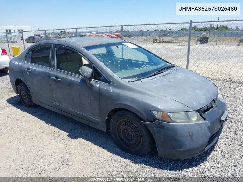 2007 Honda Civic Hybrid VIN: JHMFA36257S026480 Lot: 39608131