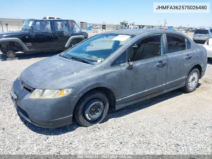 2007 Honda Civic Hybrid VIN: JHMFA36257S026480 Lot: 39608131