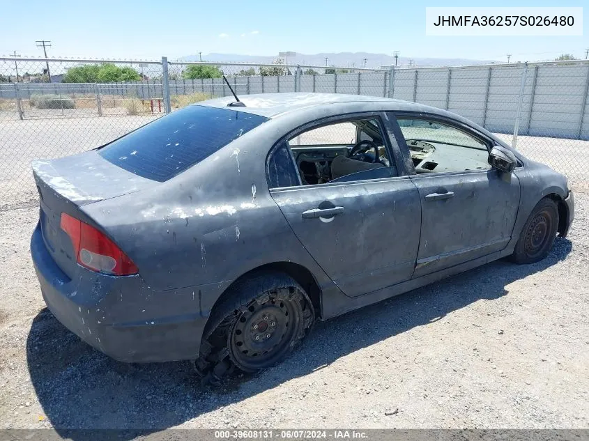 2007 Honda Civic Hybrid VIN: JHMFA36257S026480 Lot: 39608131