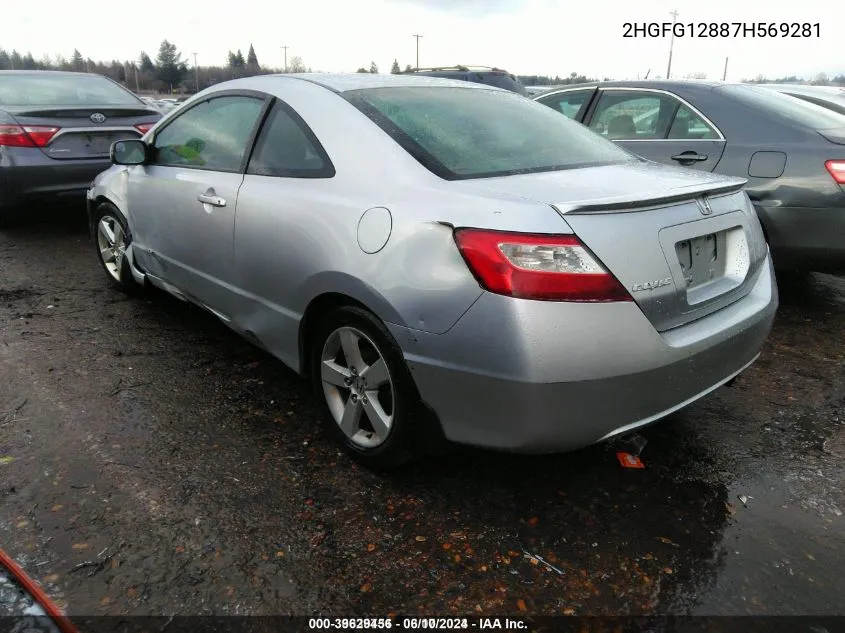 2007 Honda Civic Ex VIN: 2HGFG12887H569281 Lot: 39629456