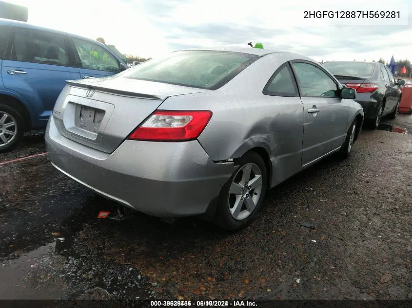 2007 Honda Civic Ex VIN: 2HGFG12887H569281 Lot: 39629456