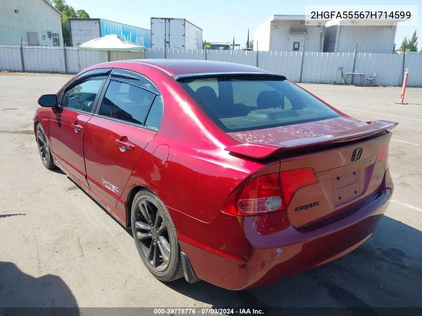 2007 Honda Civic Si VIN: 2HGFA55567H714599 Lot: 39778776