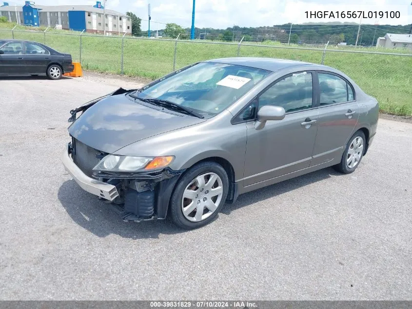 2007 Honda Civic Lx VIN: 1HGFA16567L019100 Lot: 39831829