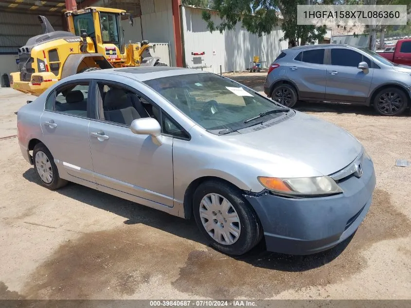 2007 Honda Civic Ex VIN: 1HGFA158X7L086360 Lot: 39840687