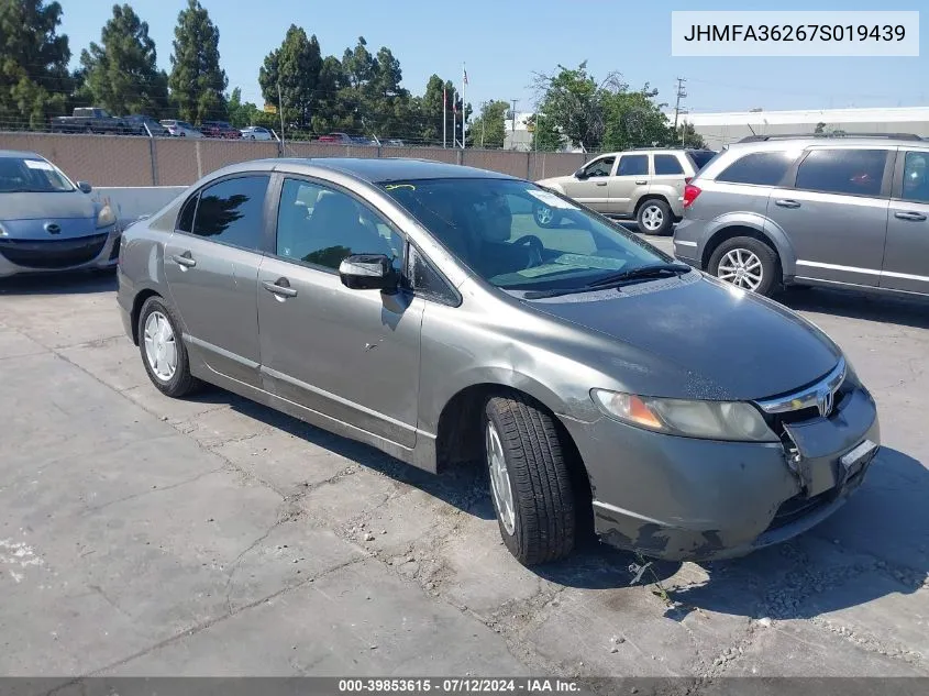 2007 Honda Civic Hybrid VIN: JHMFA36267S019439 Lot: 39853615