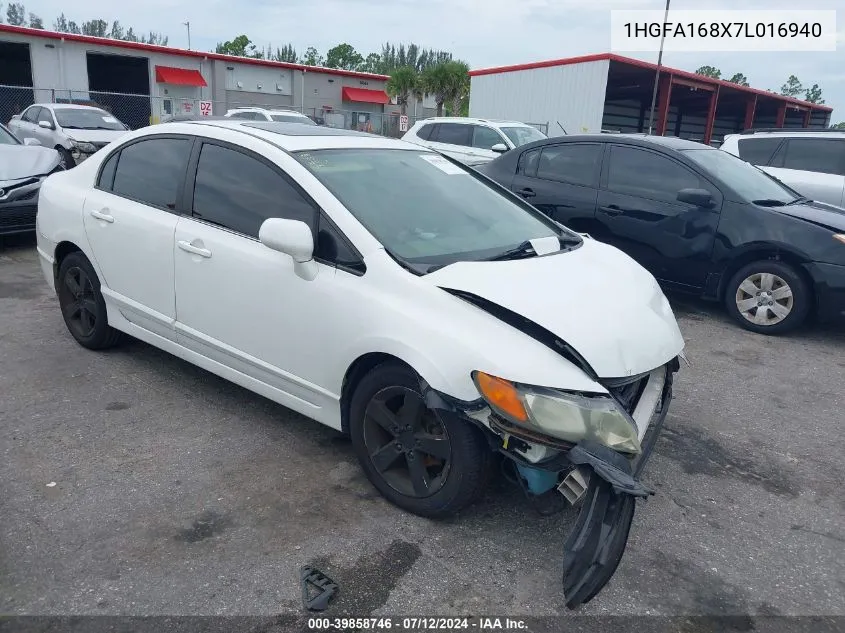 2007 Honda Civic Ex VIN: 1HGFA168X7L016940 Lot: 39858746