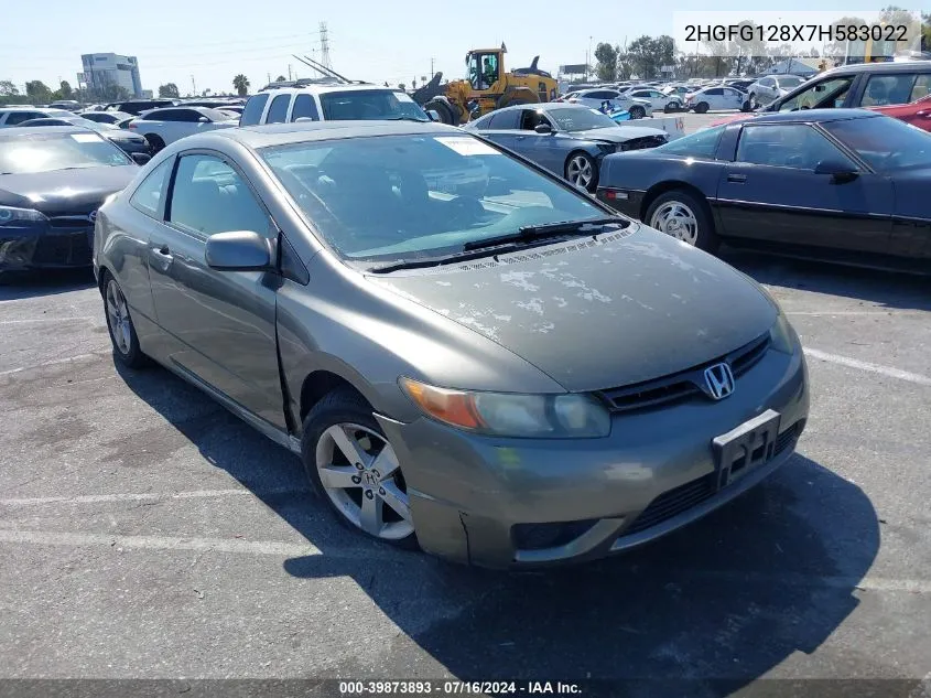 2007 Honda Civic Ex VIN: 2HGFG128X7H583022 Lot: 39873893