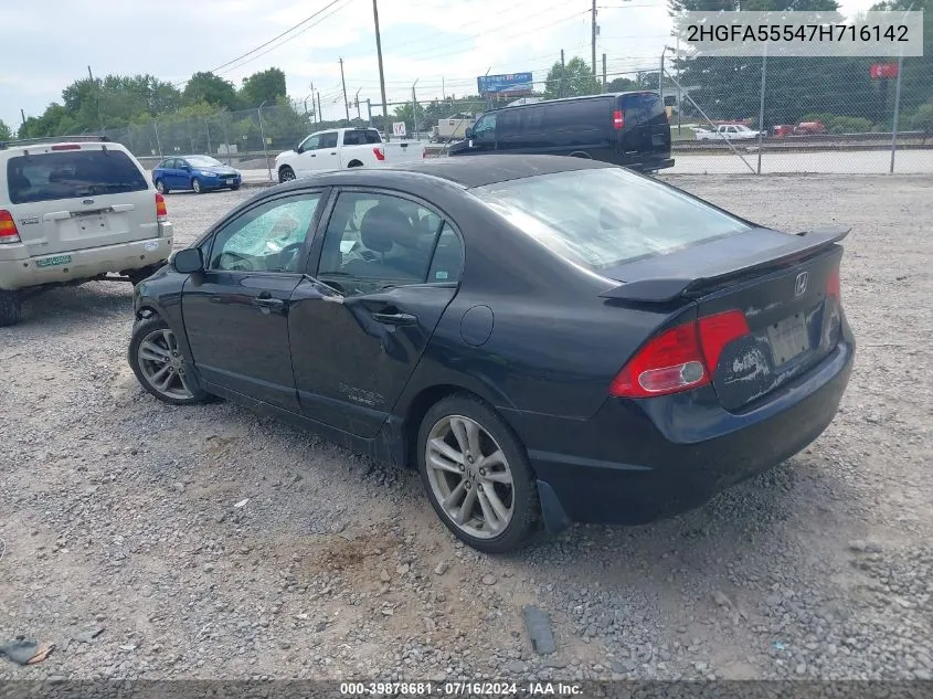 2007 Honda Civic Si VIN: 2HGFA55547H716142 Lot: 39878681