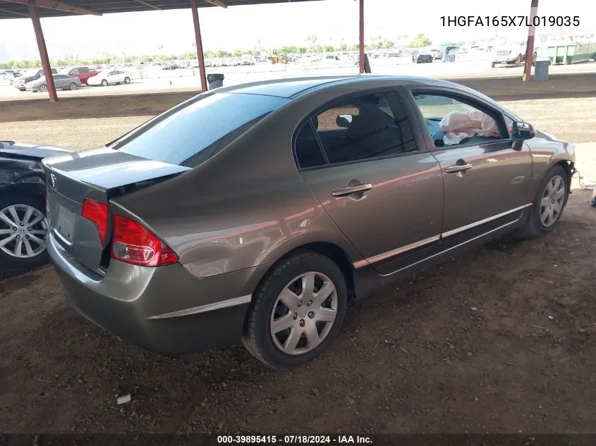 2007 Honda Civic Lx VIN: 1HGFA165X7L019035 Lot: 39895415